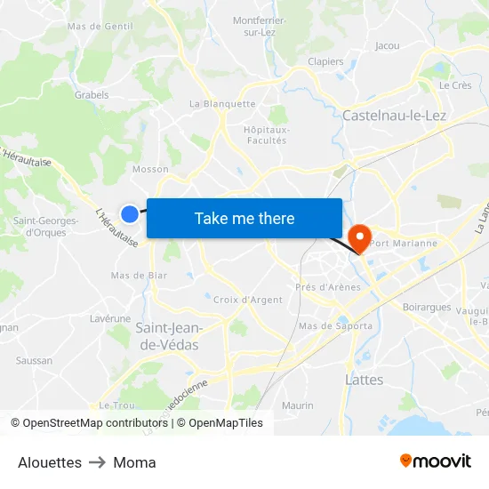 Alouettes to Moma map