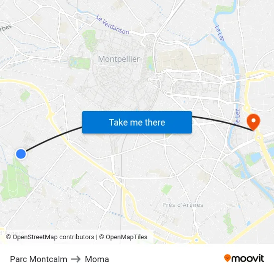 Parc Montcalm to Moma map