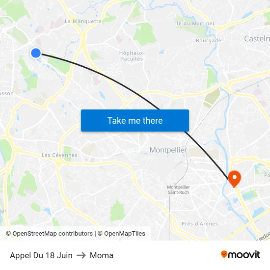 Appel Du 18 Juin to Moma map