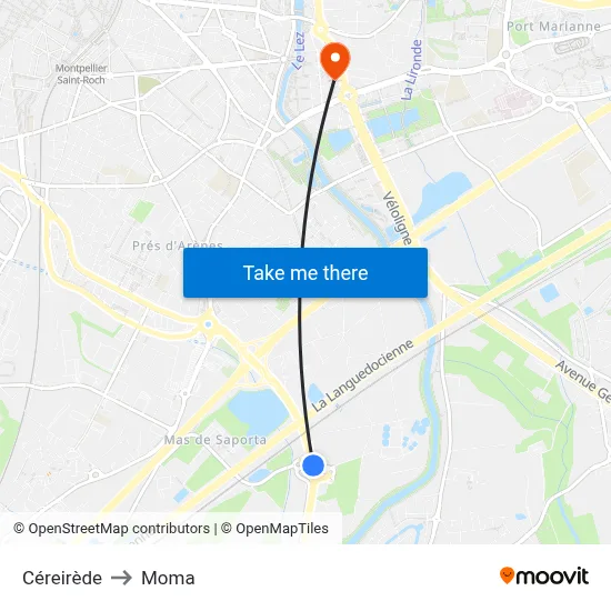 Céreirède to Moma map
