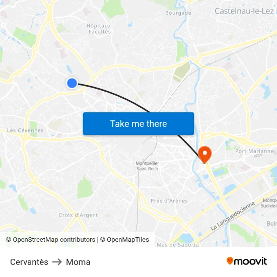 Cervantès to Moma map