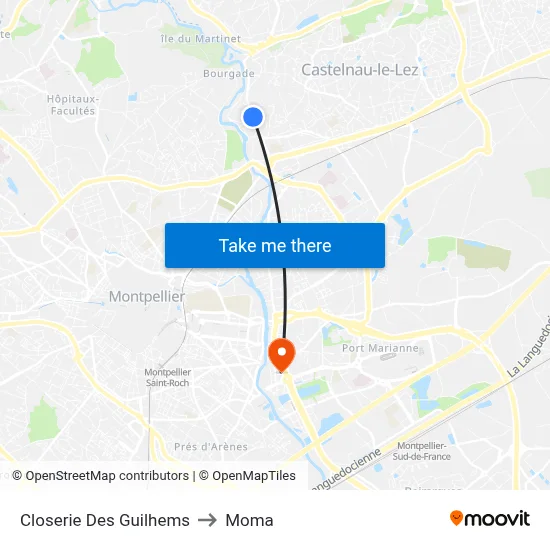 Closerie Des Guilhems to Moma map