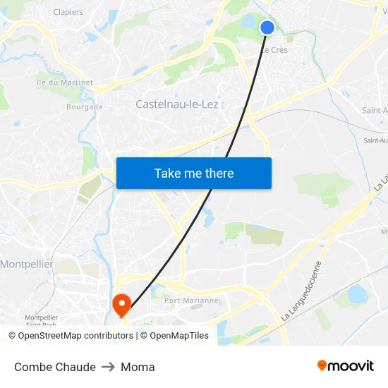 Combe Chaude to Moma map