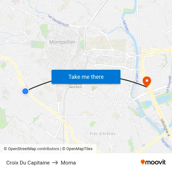 Croix Du Capitaine to Moma map