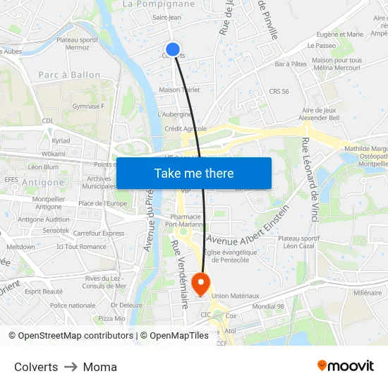 Colverts to Moma map