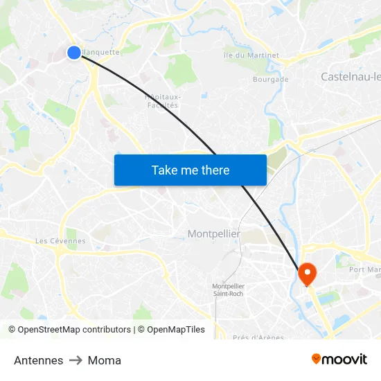 Antennes to Moma map
