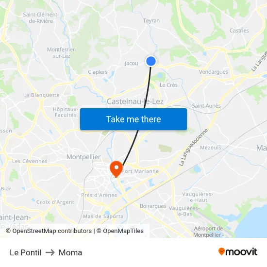 Le Pontil to Moma map