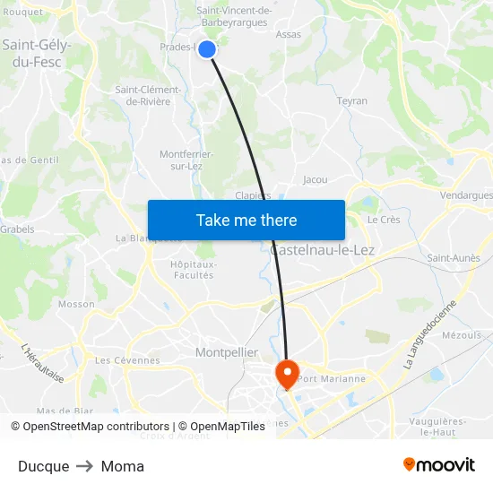 Ducque to Moma map