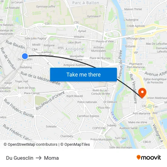 Du Guesclin to Moma map