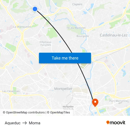 Aqueduc to Moma map
