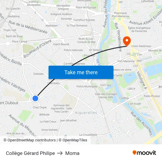 Collège Gérard Philipe to Moma map