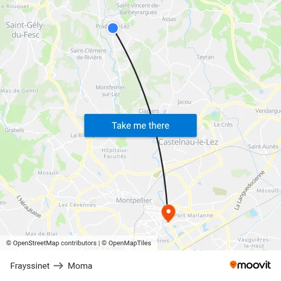Frayssinet to Moma map