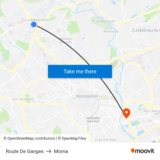 Route De Ganges to Moma map