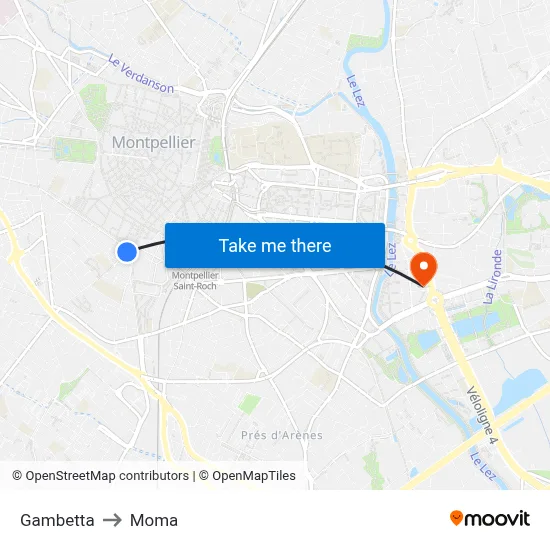 Gambetta to Moma map