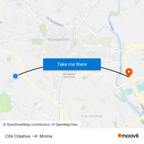 Cité Créative to Moma map