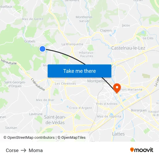 Corse to Moma map