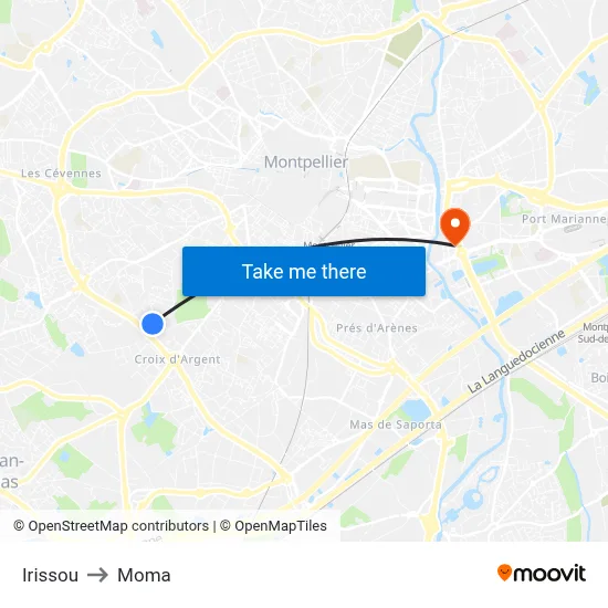 Irissou to Moma map
