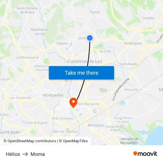 Hélios to Moma map