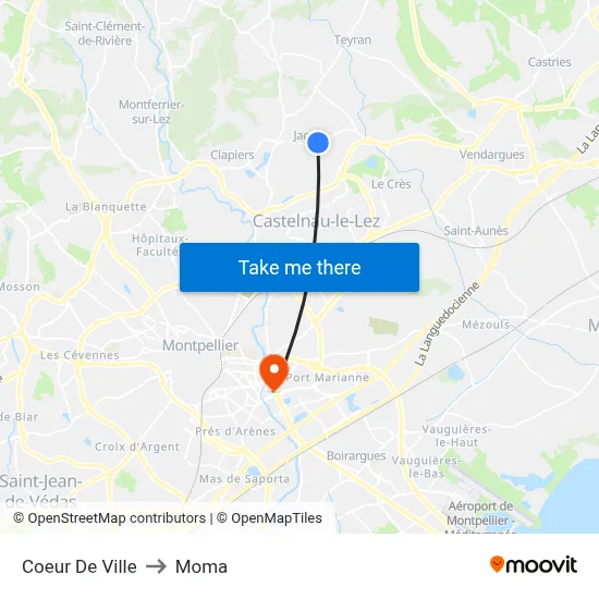 Coeur De Ville to Moma map