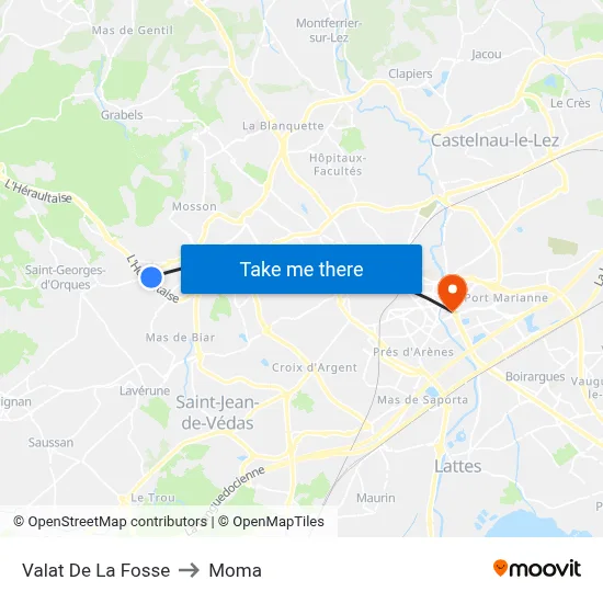 Valat De La Fosse to Moma map