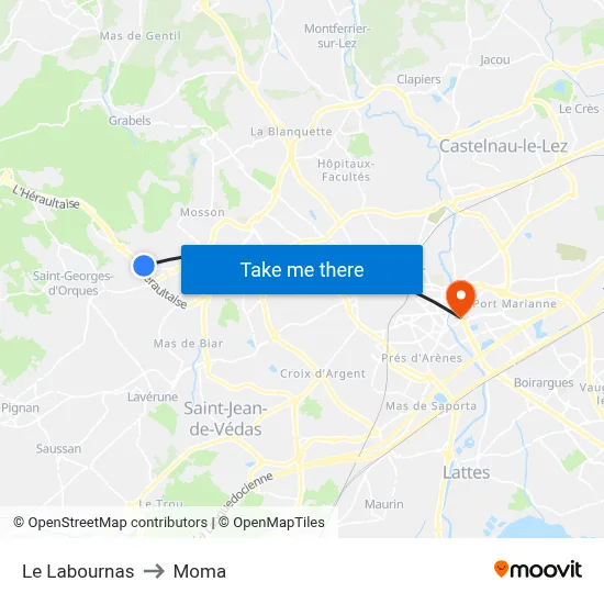 Le Labournas to Moma map