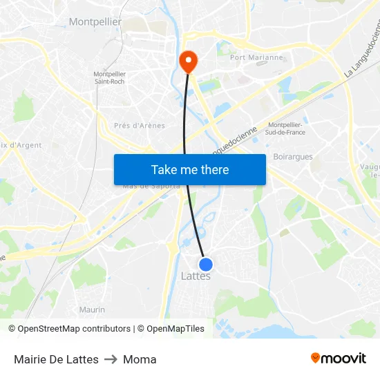 Mairie De Lattes to Moma map