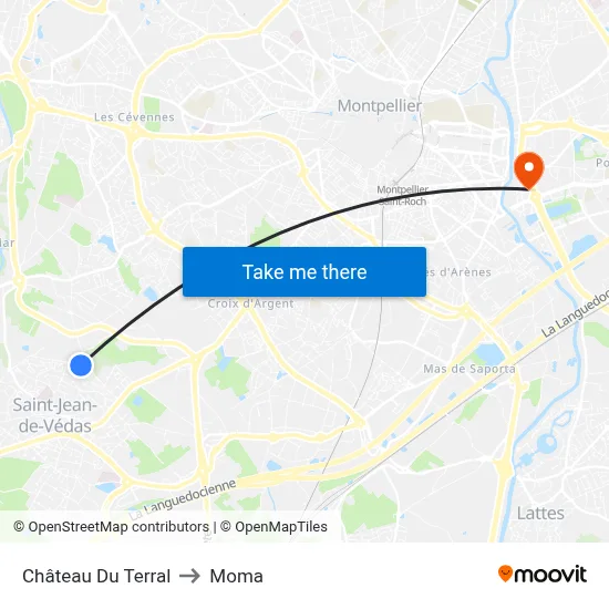 Château Du Terral to Moma map
