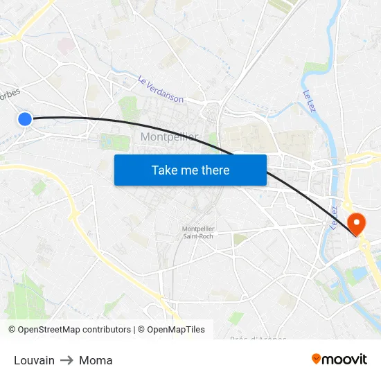 Louvain to Moma map