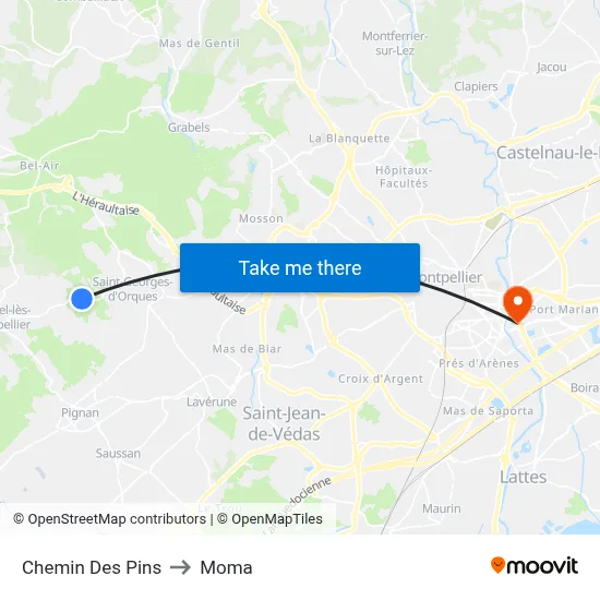 Chemin Des Pins to Moma map
