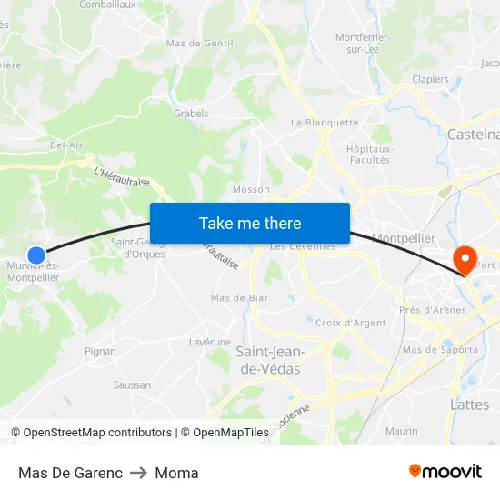 Mas De Garenc to Moma map
