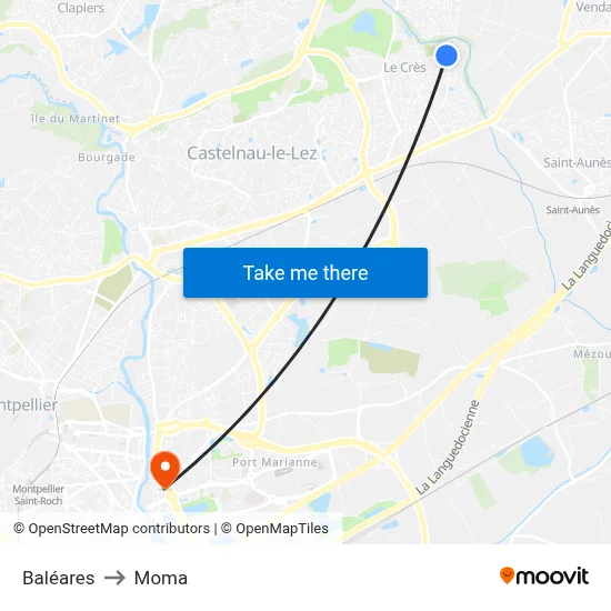 Baléares to Moma map