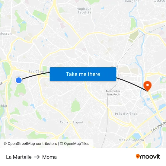 La Martelle to Moma map
