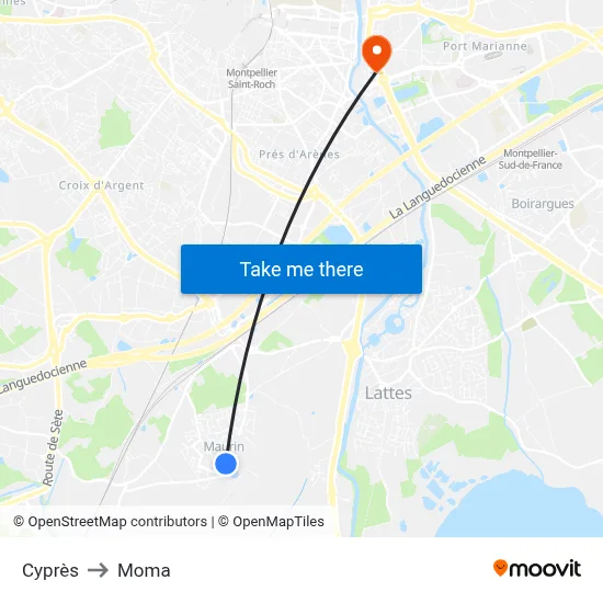 Cyprès to Moma map