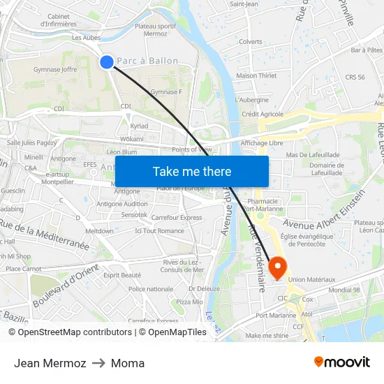 Jean Mermoz to Moma map