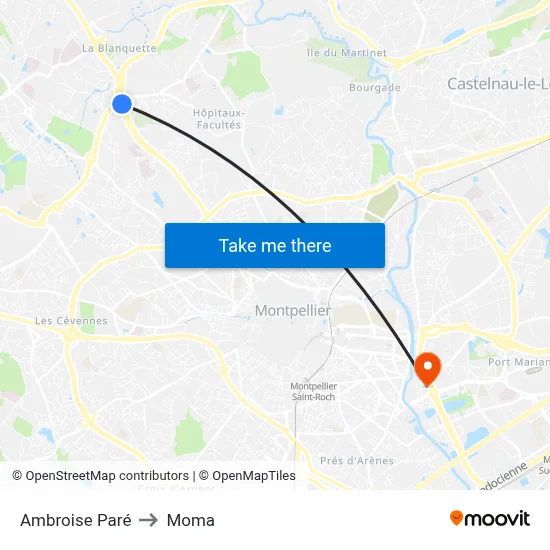 Ambroise Paré to Moma map