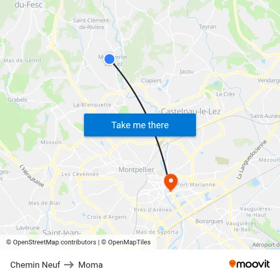 Chemin Neuf to Moma map