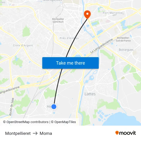Montpellieret to Moma map