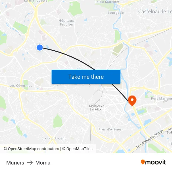 Mûriers to Moma map