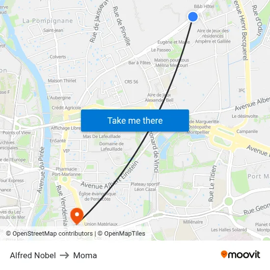 Alfred Nobel to Moma map