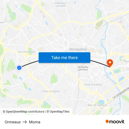 Ormeaux to Moma map