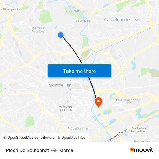 Pioch De Boutonnet to Moma map