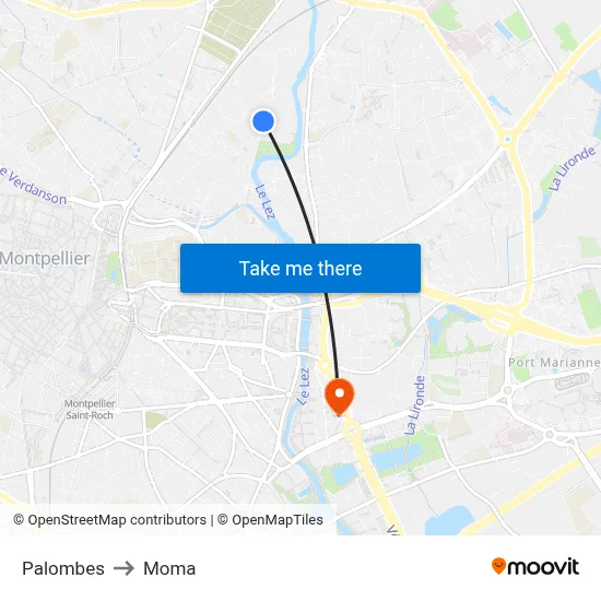 Palombes to Moma map
