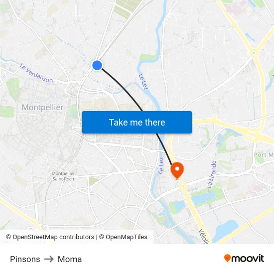 Pinsons to Moma map