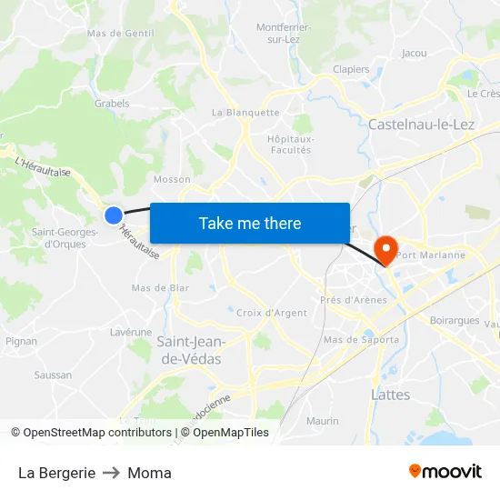 La Bergerie to Moma map