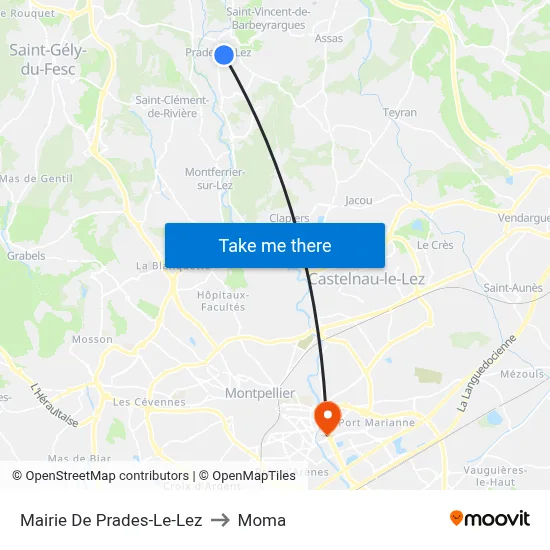 Mairie De Prades-Le-Lez to Moma map