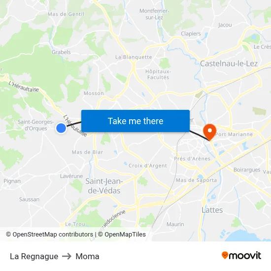 La Regnague to Moma map