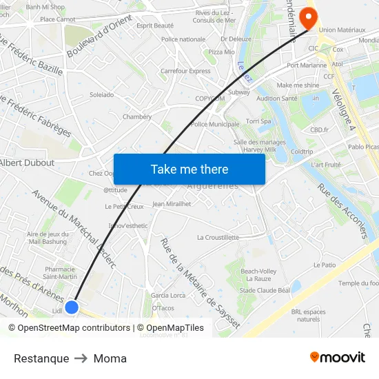Restanque to Moma map
