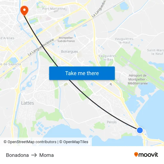 Bonadona to Moma map