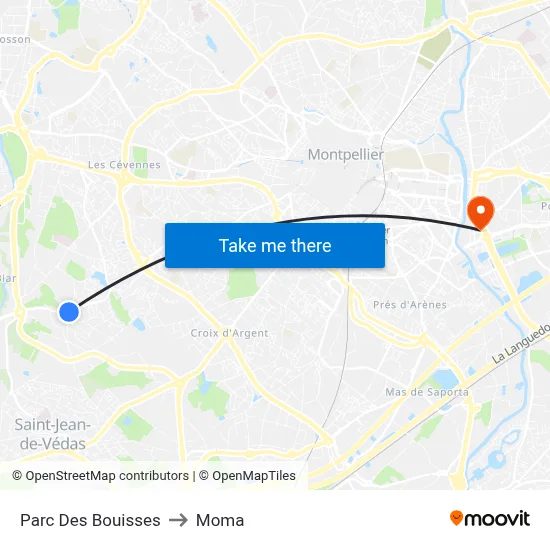Parc Des Bouisses to Moma map
