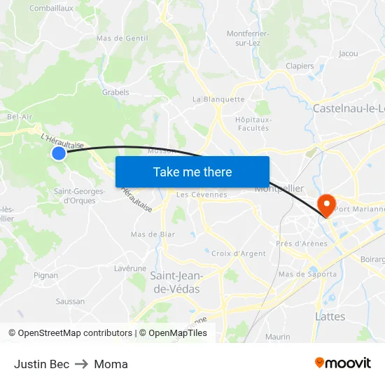 Justin Bec to Moma map